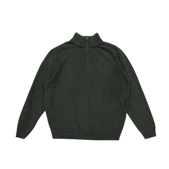 ★ L.L. Bean Forest Green 1/4 Zip Sweater w/ Ribbed Collar & Hem ★ - Picture 1 of 6